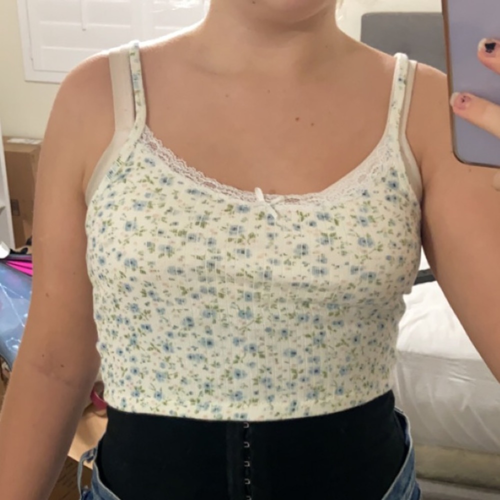 brandy melville floral skylar tank